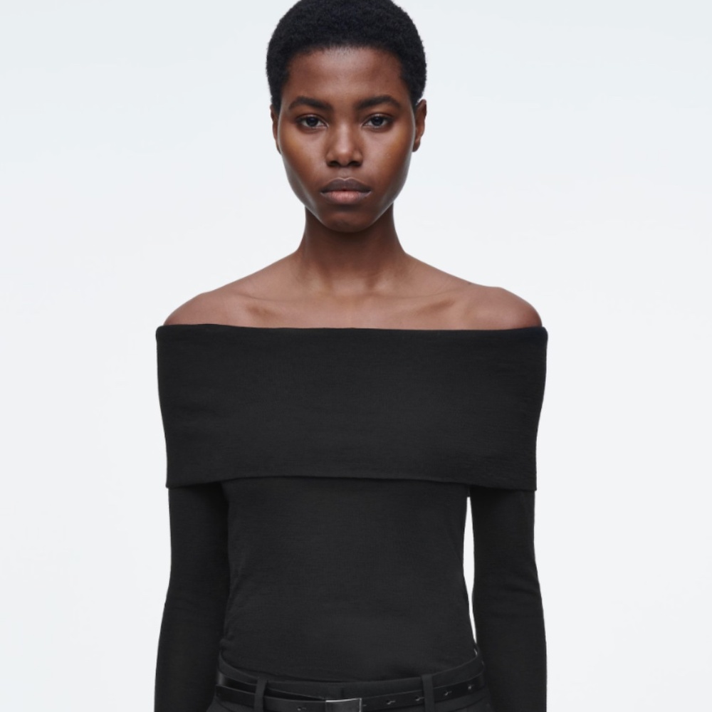 COS off shoulder black top